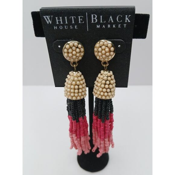 White House Black Market Beaded Tassel Earrings – Pink Ombre Statement – NWT - Picture 4 of 4